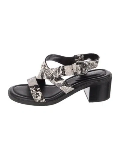 Pre-owned Rag & Bone Embossed Leather Animal Print Sandals In Multi