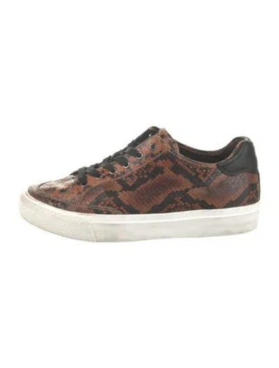 Pre-owned Rag & Bone Embossed Leather Animal Print Sneakers In Black/brown