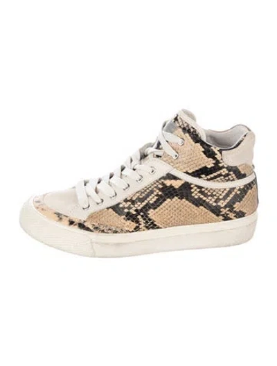 Pre-owned Rag & Bone Embossed Leather Animal Print Sneakers In Neutral