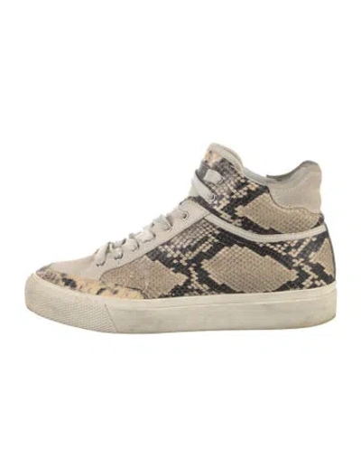 Pre-owned Rag & Bone Embossed Leather Animal Print Sneakers In Neutrals