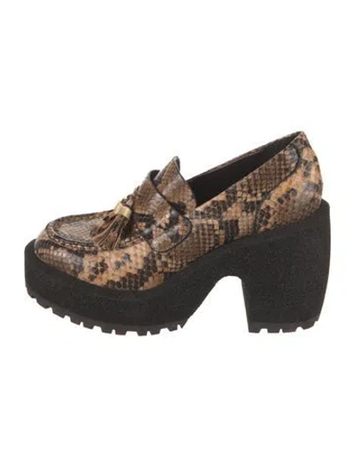 Pre-owned Rag & Bone Embossed Leather Printed Pumps In Brown