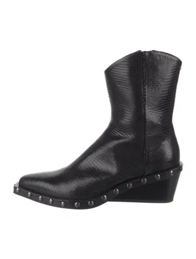 Pre-owned Rag & Bone Embossed Leather Studded Accents Boots In Black