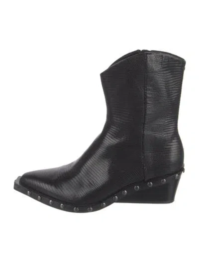 Pre-owned Rag & Bone Embossed Leather Studded Accents Western Boots In Black