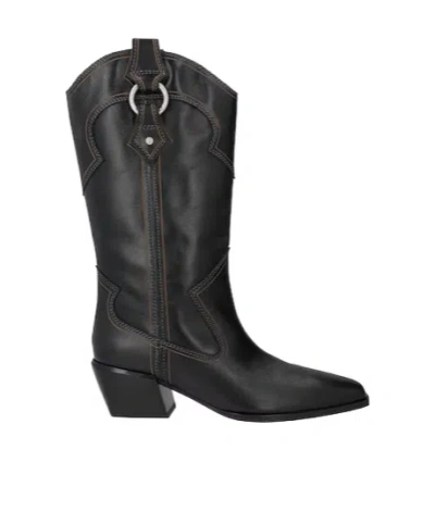 Rag & Bone Embroidered Denim Boots In Black