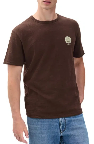 Rag & Bone Embroidered Sour Face T-shirt In Brown