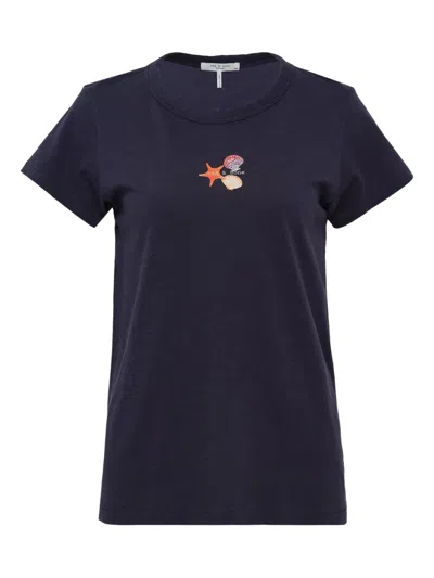 Rag & Bone Embroidered T-shirt In Blue