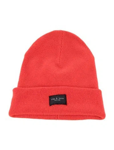Pre-owned Rag & Bone Embroidered Wool Beanie Hat W/tags In Red