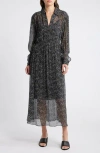 Rag & Bone Emmy Long Sleeve Silk Blend Dress In Black