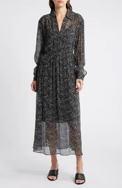 Rag & Bone Emmy Long Sleeve Silk Blend Dress In Black