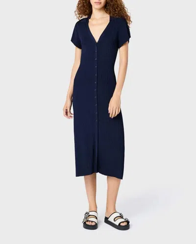 Rag & Bone Esme Ribbed-knit Midi Shirt Dress In Blue