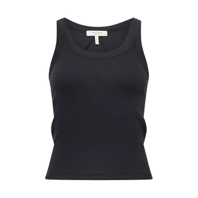Rag & Bone Essential Rib Wide String Tank In Black