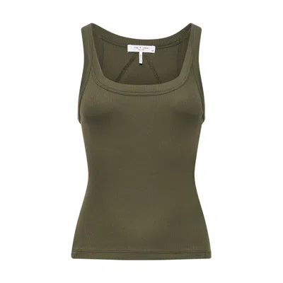 Rag & Bone Essential Rib Wide String Tank In Green