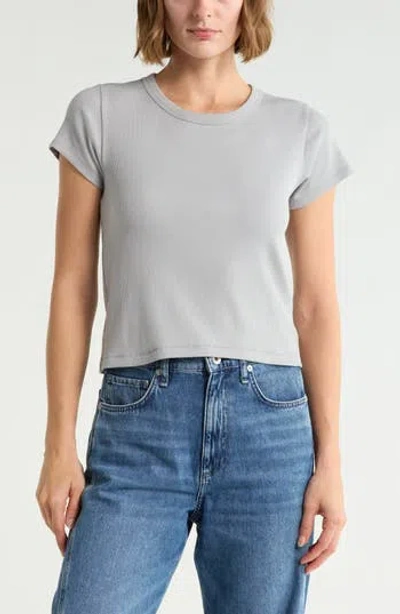 Rag & Bone Essie Crewneck Ribbed Crop T-shirt In Gray