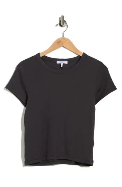 Rag & Bone Essie Crewneck Ribbed Crop T-shirt In Black