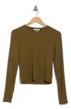 Rag & Bone Essie Long Sleeve Ribbed Crop T-shirt In Green