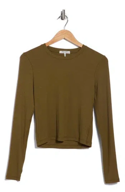 Rag & Bone Essie Long Sleeve Ribbed Crop T-shirt In Green