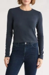 Rag & Bone Essie Long Sleeve Ribbed Crop T-shirt In Blue