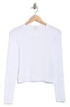 Rag & Bone Essie Long Sleeve Ribbed Crop T-shirt In White