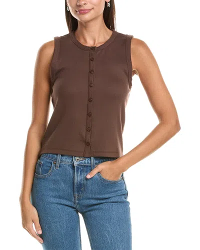 Rag & Bone Essie Rib Button Tank In Brown