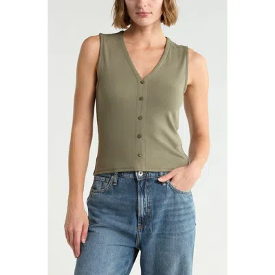 Rag & Bone Essie Rib Button Tank In Green