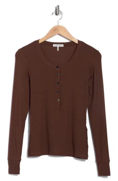 Rag & Bone Essie Rib Henley In Brown
