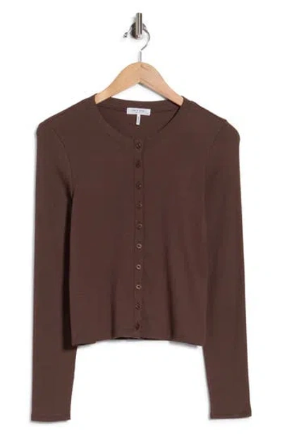 Rag & Bone Essie Ribbed Long Sleeve Button Top In Brown