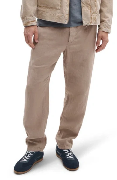 Rag & Bone Evan Back Elastic Waist Linen Dress Pants In Nude