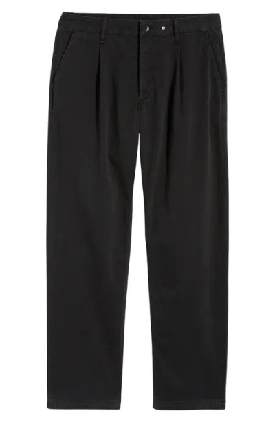 Rag & Bone Evan Trim Fit Pleated Stretch Cotton Chinos In Black