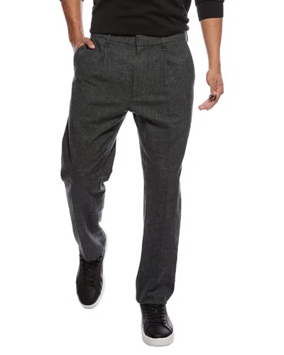 Rag & Bone Evan Wool & Linen-blend Pleated Trouser In Black