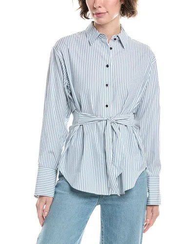 Rag & Bone Eve Stripe Poplin Shirt In Blue