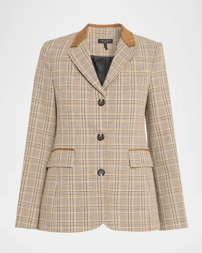 Rag & Bone Evia Houndstooth Plaid Blazer In Brown