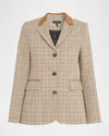 Rag & Bone Evia Houndstooth Plaid Blazer In Neutral
