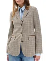 Rag & Bone Evia Plaid Wool Blend Blazer In Neutral