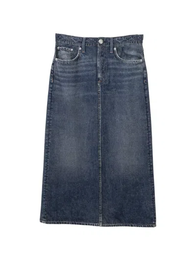 Rag & Bone Faded Denim Skirt In Blue