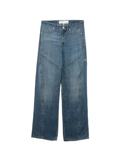 Rag & Bone Faded Whiskered Trousers In Blue