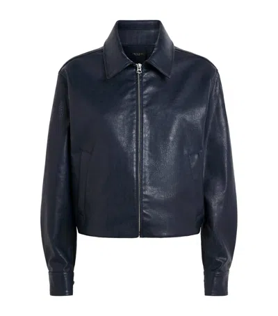Rag & Bone Faux Leather Krista Bomber Jacket In Blue