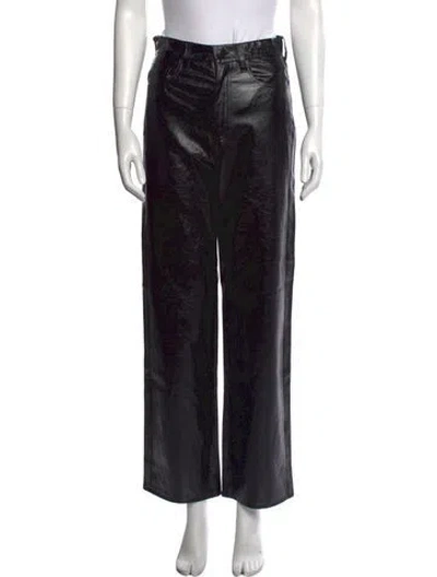Pre-owned Rag & Bone Faux Leather Wide Leg Pants In Black