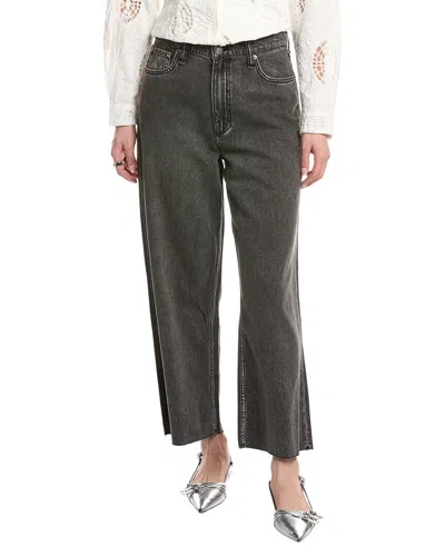Rag & Bone Featherweight Andi High-rise Raven Ankle Wide Leg Jean In Black