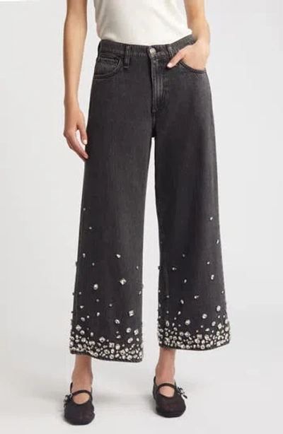Rag & Bone Featherweight Andi Rhinestone High Waist Ankle Wide Leg Jeans