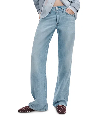Rag & Bone Featherweight Cam Full Mid Rise Straight Jeans In Moon In Gray