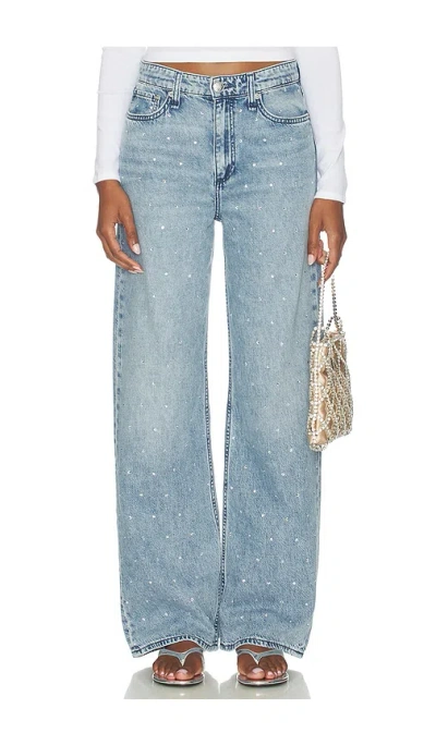 Rag & Bone Featherweight Logan Embellished Wide Jeans In Blue