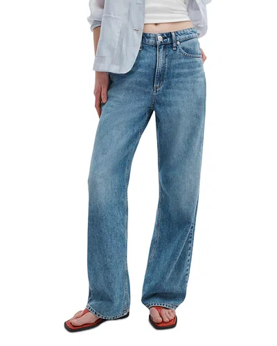 Rag & Bone Featherweight Logan High Rise Wide Leg Jeans In Lyon In Blue