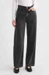 Rag & Bone Featherweight Logan High Waist Wide Leg Jeans In Black