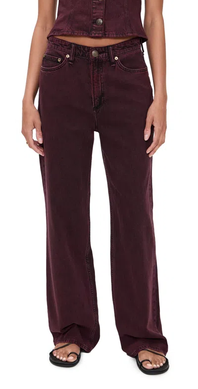 Rag & Bone Featherweight Logan Mid Rise Wide Leg Jeans Burnt Brown