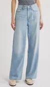 Rag & Bone Featherweight Logan Mid Rise Wide Leg Pant In Greenport In Blue