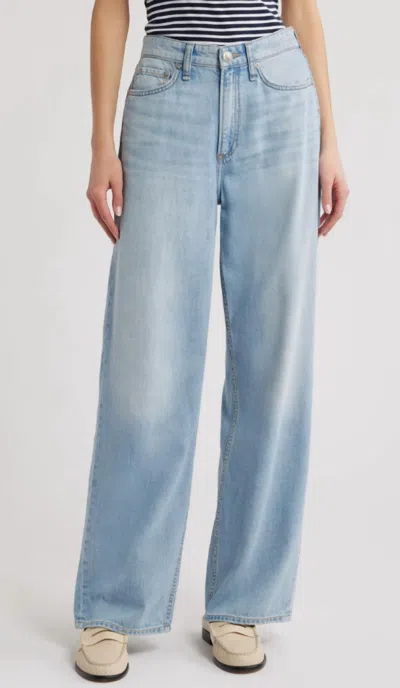 Rag & Bone Featherweight Logan Mid Rise Wide Leg Pant In Greenport In Blue