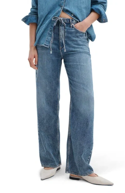Rag & Bone Featherweight Phoebe Drawstring Wide Leg Jeans In Blue