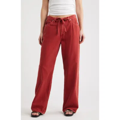 Rag & Bone Featherweight Phoebe Drawstring Wide Leg Jeans In Red