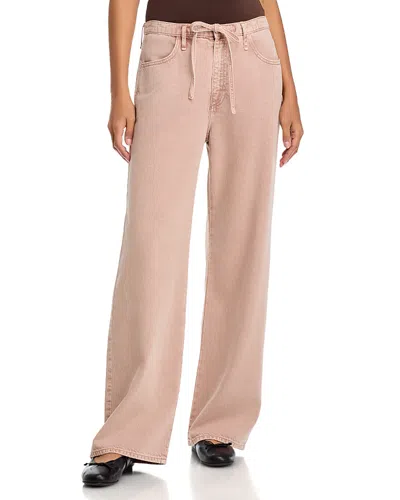 Rag & Bone Featherweight Phoebe High Rise Drawstring Wide Leg Jeans In Rosestone In Pink