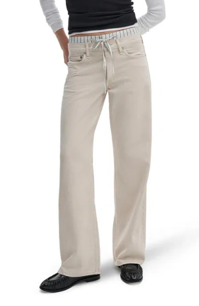 Rag & Bone Featherweight Saige Low Rise Full Boxer Straight Jeans In White